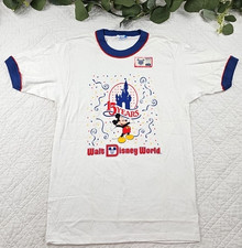 VTG Disney '80s 15 Years Ringer Tee Deadstock White T-Shirt Anniversary Size M