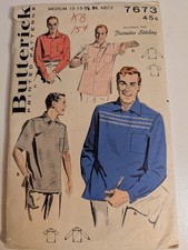 Vintage Butterick 7673 Men's Shirt Sewing Pattern Medium 15-15 Neck Complete