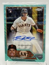 Blake Sabol 2023 Topps Chrome Update AC-BSA Aqua Wave Refractor 188/199 RC Auto