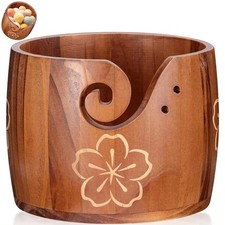 Wooden Yarn Bowl gro&szlig;e Garnschale aus Kiefernholz 6,89 x 6,89 x ohne Deckel