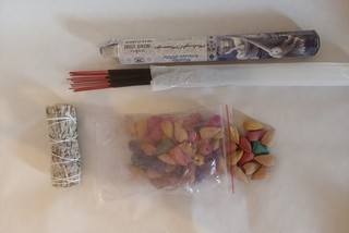 Bundle Of Burning Incense (Sticks Cones And Sage)