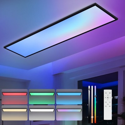 LED Deckenleuchte Deckenlampe 24W 100x25cm Panel flach Fernbedienung CCT/RGB
