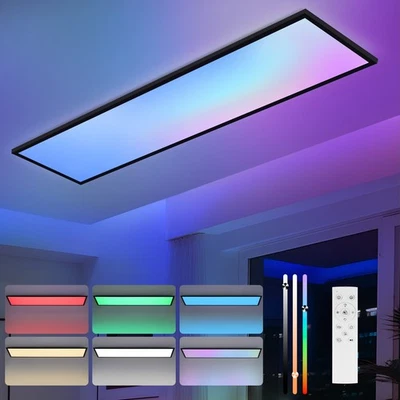 LED Deckenleuchte Deckenlampe 24W 100x25cm Panel flach Fernbedienung CCT/RGB - Bild 1 von 4
