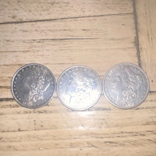 Morgan Silver Dollars 1885 1886 1887 Lot of 3 $1 Coins 0.9 Fineness