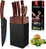 Messerset 7-Teilig KüChenmesser Set Edelstahl Mit Messerblock Ergonomische