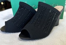 Lauren Lorraine Martha Black Size 7 Rhinestone Stretch Wedge NEW IN BOX