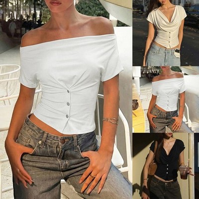 Flache Maße Größe Damen baumelnder Kragen Tops für Frühling Sommer Kleidung