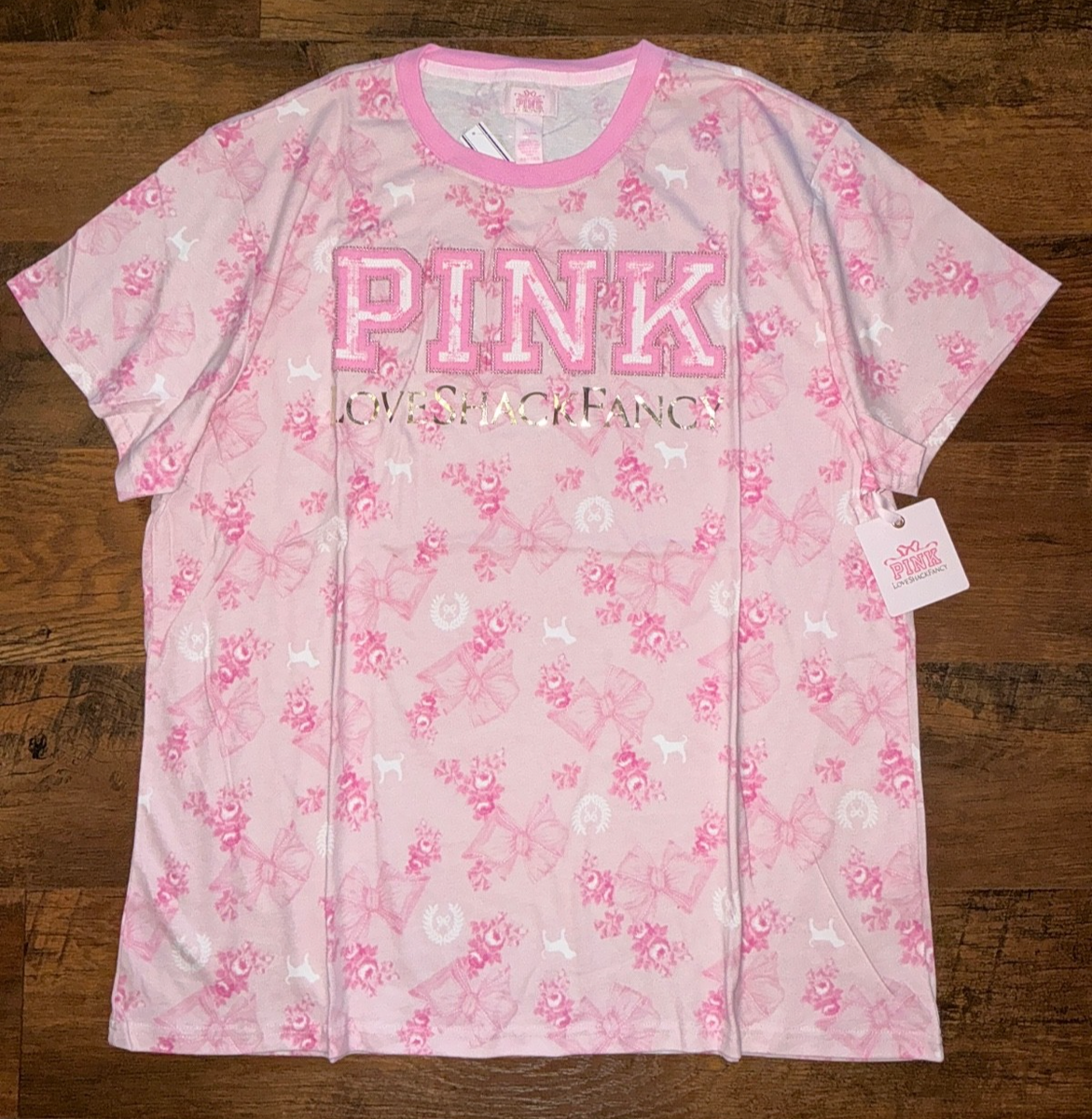 Victoria's Secret Pink x LoveShackFancy Floral Campus SS Tee Shirt