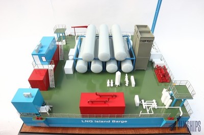 LNG Island Barge Industrial Ship Model   Handmade Scale Display