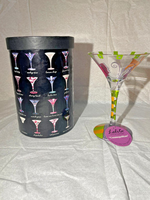 Lolita Cosmopolitan hand-painted wineglass new with box (166)