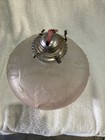 Antique Queen Anne frosted Satin Embossed Large Squat Style Kerosene Lamp Base — photo 2