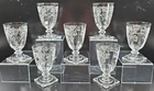7 Heisey Old Colony Clear Claret Wine Set Depression Optical Floral Etch Cut Lot