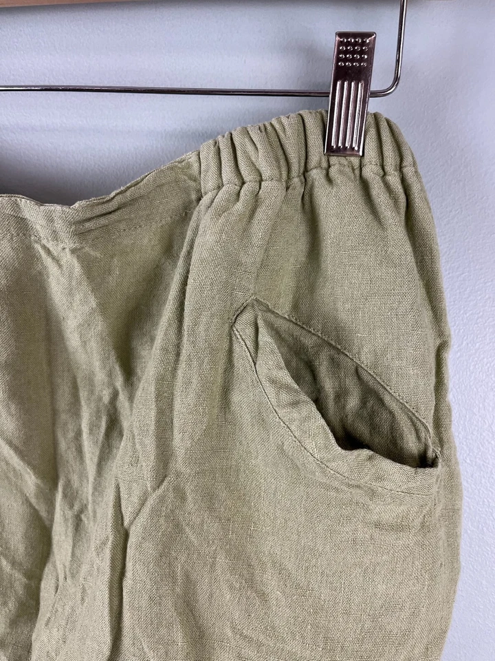Vintage FLAX by Jeanne Engelhart Long Linen Skirt Size Medium Green **Hole** - Image 3 of 4