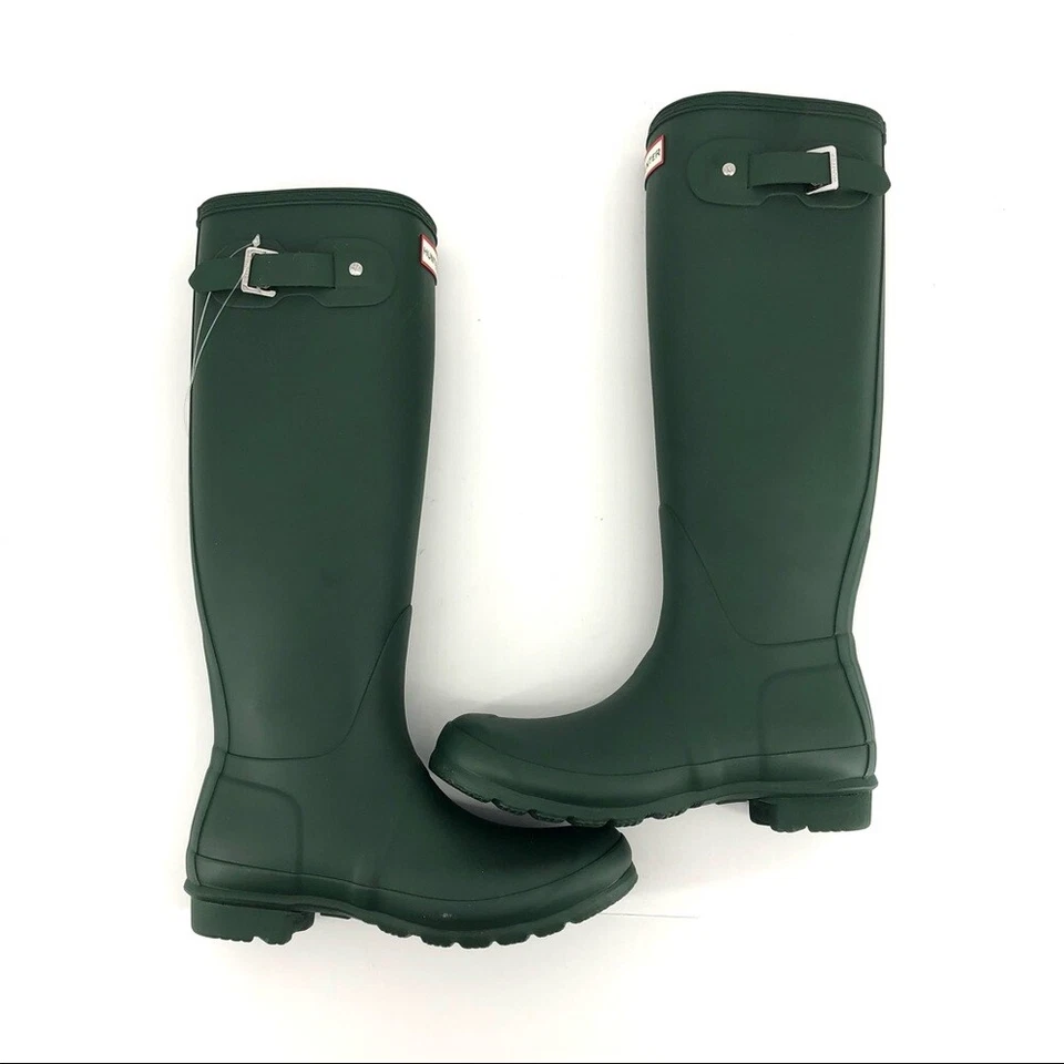 Botas de chuva femininas Hunter originais altas couro vegano verde tamanho 8 - Imagem 3 de 4