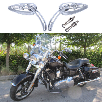 Chrome Skull Motorcycle Rearview Mirror For Harley Davidson Dyna Switchback FLD