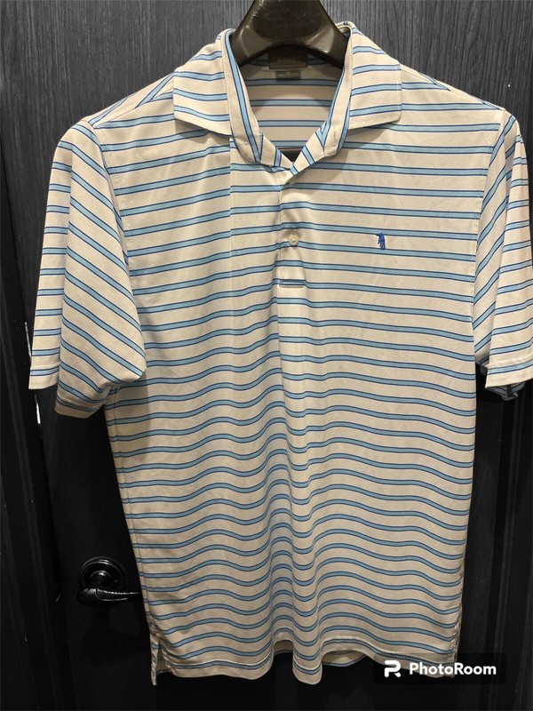 Fennec Polo Shirt Men Size Medium White Striped Short sleeve