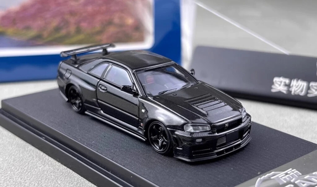 Fuji 1:64 Black Carbon Skyline GTR R34 Nismo Z-Tune Model Diecast