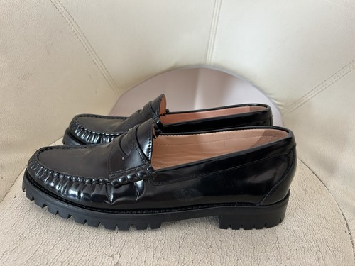 NWT J.CREW Winona lug-sole penny loafers in spazzolato leather, Sz 7.5 US, Black - Picture 4 of 6