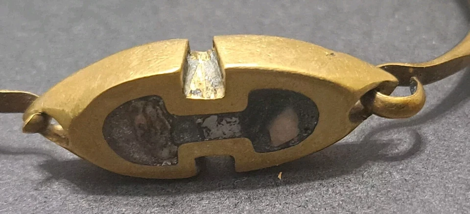 Brazalete Brazalete Artesanal Hecho a Mano en Grecia Tono Latón con Incrustaciones Piedras # Foto 3 de 4