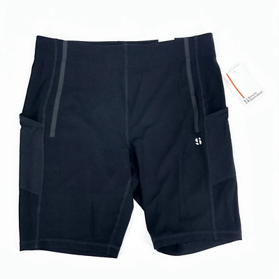 NWT Plus Size Sports Illustrated Women's Black Bike Shorts Pockets Size 0X