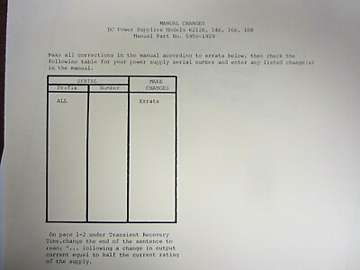 Manuel D'utilisation HP 6226B - Alimentation DC Série MPM, En Excellent état