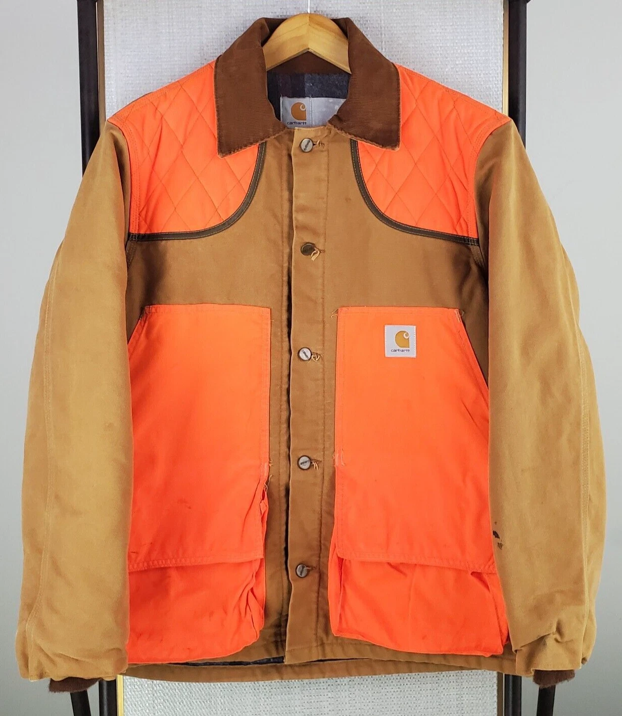 VTG CARHARTT USA Size Large Mens Hunting Jacket Game Bag Canvas Blanket Lined