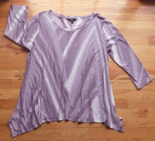 NWT Simply Vera Vera Wang asymmetrical stripe ¾ sleeve top blouse (0X) lavender