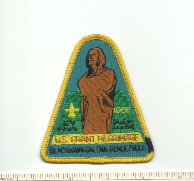 DQ SCOUT BSA 1986 32ND US GRANT PILGRIMAGE GALENA IL BLACKHAWK CNCL STAIN PATCH