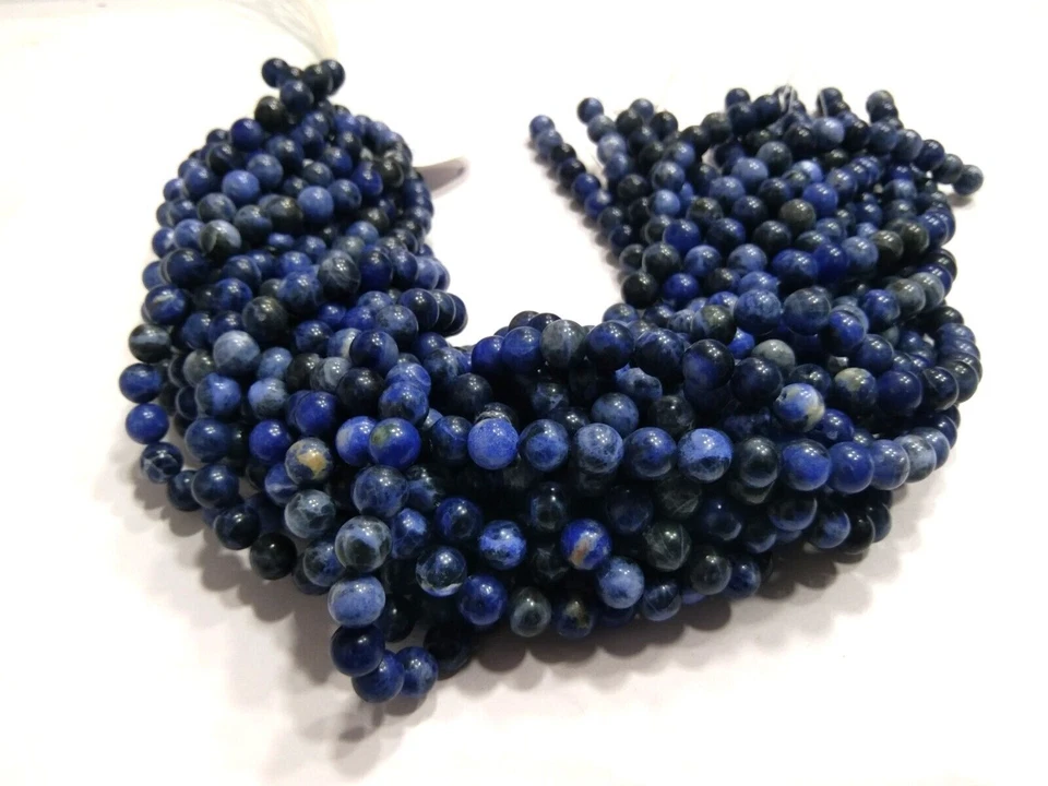 Sodalita Redonda 8mm Bola Suave Piedras Preciosas Sueltas Cuentas Lisas 1 Hilo 14" Pulgadas Foto 2 de 4