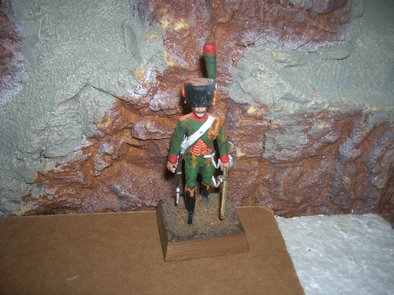 VINTAGE RIFLE BRIGADE OFFICER 1812 TOY SOLDIER METAL  GREEN JACKET 1969 STADDEN 