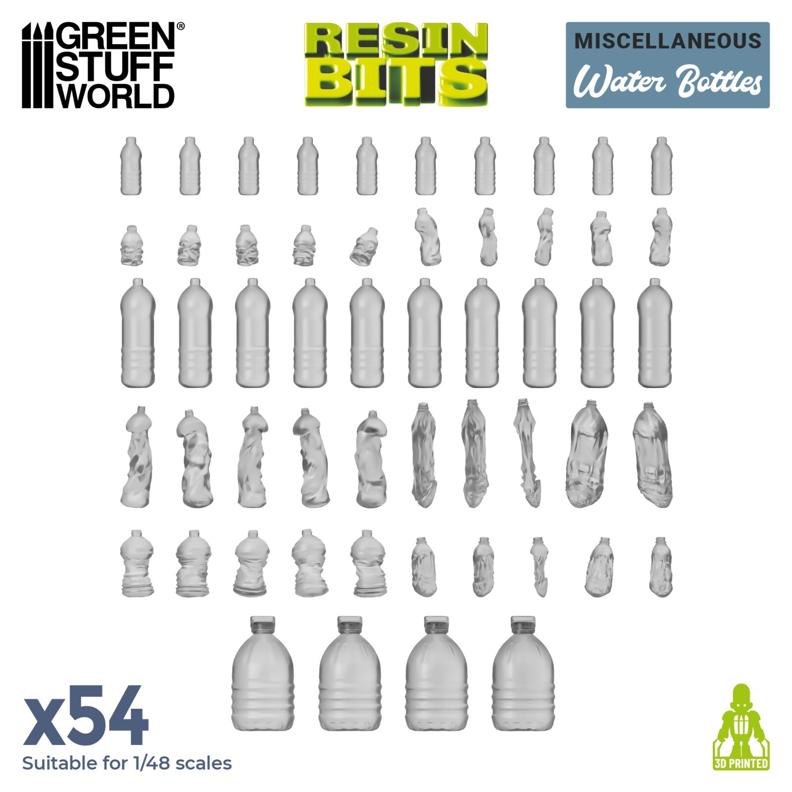 Set impreso en 3D - Botellas de agua para peanas miniaturas modelismo - wargames