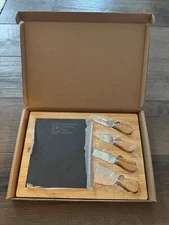 Branded Promo 5-Piece Slate/Wood  CHEESE BOARD GIFT BOX SET  (Medium) *NEW*