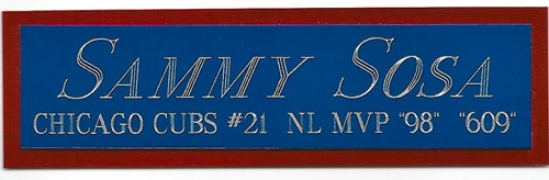 SAMMY SOSA CUBS NAMEPLATE FO AUTOGRAPHED Signed BAT-JERSEY-HELMET-PHOTO-BASEBALL