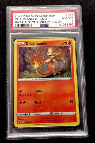 2021 Pokémon Sword And Shield Charmander Holo #092! PSA 8 NM-MT! ENN Cards
