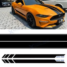 Racing Double Strip Hood Roof Trunk Side Skirt Sticker For Ford Mustang 2015-23