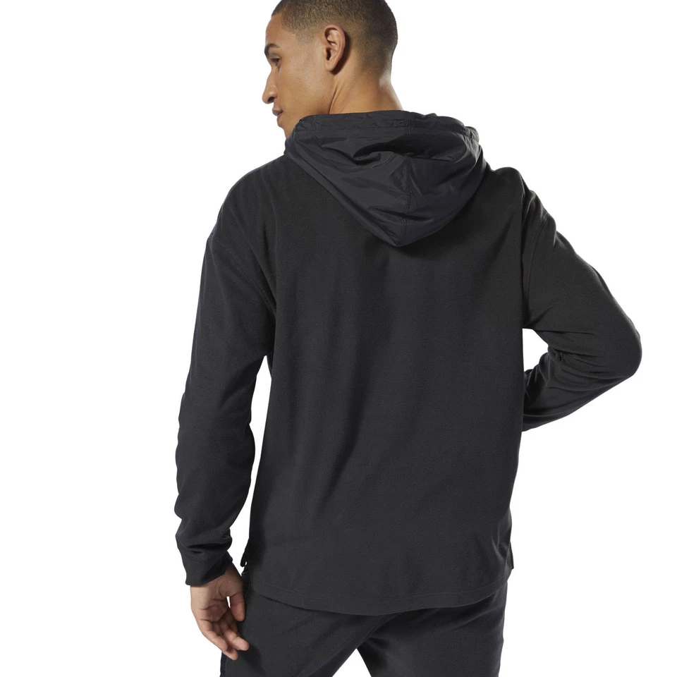 Reebok Men's Hooded Pullover Sweatshirt Hoody BLACK Jacket Micro Fleece  M , L - Image 3 of 4