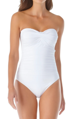 white bandeau swimming costume