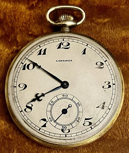 Antique Solid 14K Y Gold Longines 19j 5 Adj Swiss Pocket Watch c.1918 Running