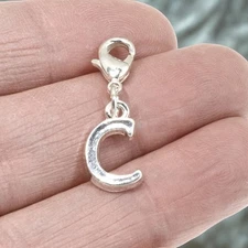 Silver Letter C Charm Block Initial Alphabet Clip-On Personalized Gift