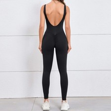 ZEEHOOH Women's V Back Yoga Jumpsuit - Stylish  Flexible Bodysuit