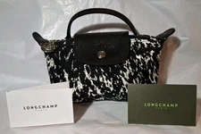 Longchamp Le Pliage Clutch Bag XS Pull Charm Shoulder Mini Pouch Black White