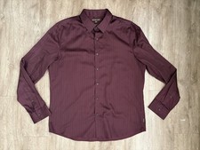 Michael Kors Men's XL Slim Fit Burgundy Solid Stretch Dress Shirt