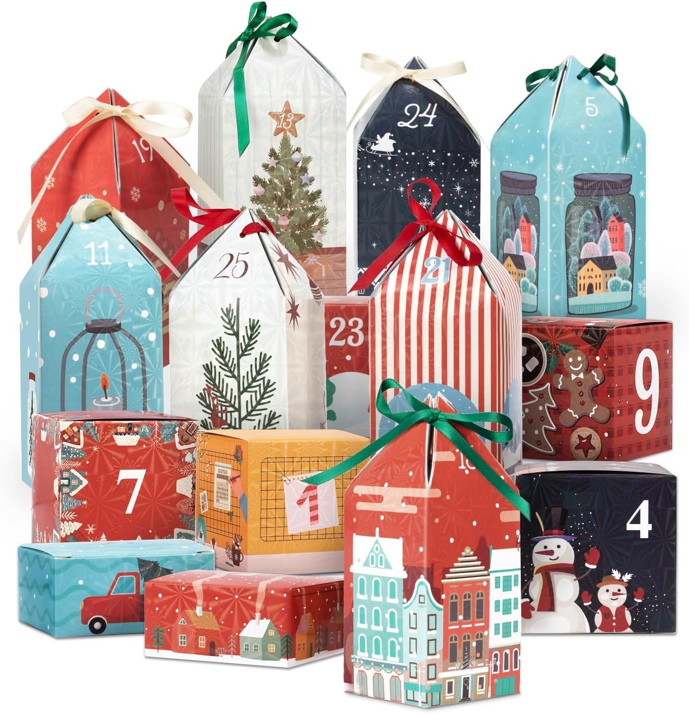 Adventskalender zum Befüllen 25 Häuser Kartons DIY Weihnachtskalender Geschenk