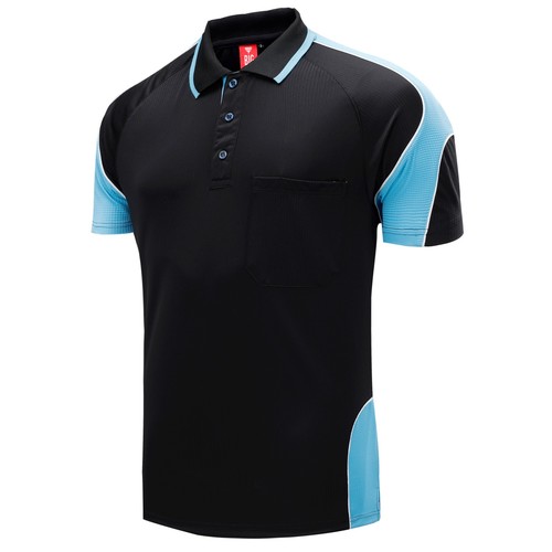 Mens Polo Shirts Short Sleeve chest pocket Black Aqua Pink Blue Office Team Golf - Picture 47 of 113
