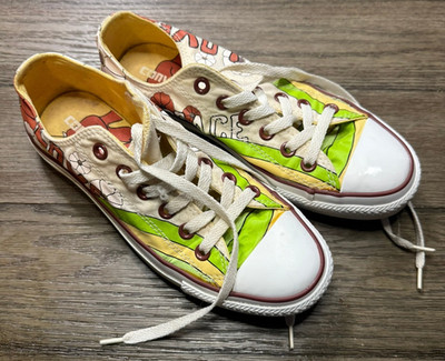 Converse All Star Peace Love Sneakers WOMENS SIZE 8 Low Top 60s 70s Hippie Chuck