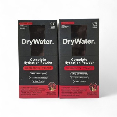 2 DryWater Hydration Powder ,Electrolytes + Vitamins Raspberry Lemon 6 Pack 1Z