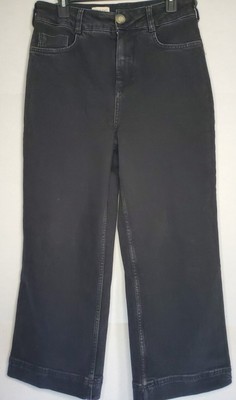 Pilcro Anthropologie Jeans Womens 28 Black The Skipper Wide Leg Crop Denim EUC