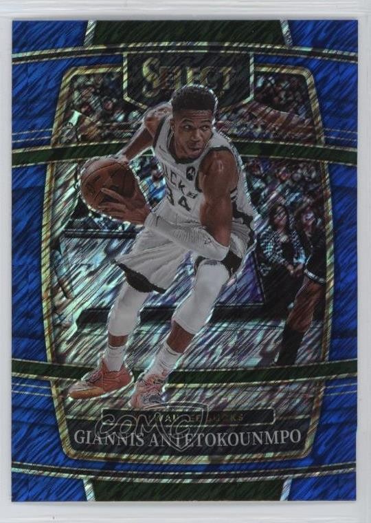 2021-22 Panini Select Concourse Blue Shimmer Prizm Giannis Antetokounmpo #35