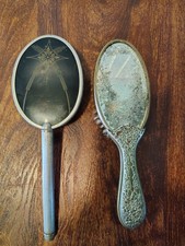 Vintage Metal Decorative Hair Brushes Lot Of 2