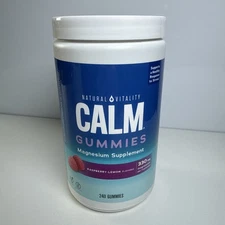 Natural Vitality CALM Magnesium Gummies 240 Raspberry Lemon Flavor Ex: 03/2027